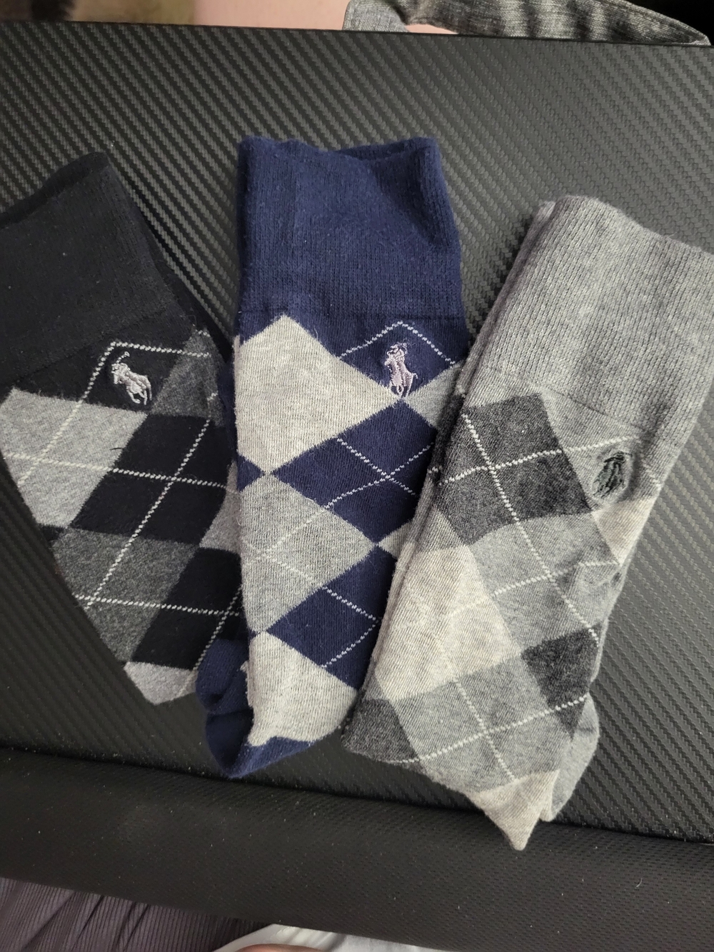 Polo by Ralph Lauren Men's Argyle Crew Socks - 3‎ Pairs Black/gray/navy